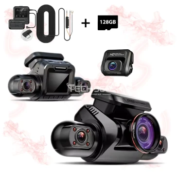 TiESFONG M8S DASHCAM 4 canaux + HARDWIRE KIT + RADAR + CARTE SD 128GB, GPS, DVR HD 4*1080P enregistreur vidéo avec vision nocturne infrarouge, Supporte le moniteur de stationnement 24H & 256GBmax