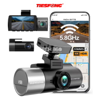 TIESFONG V58 Cam&eacute;ra de Tableau de Bord 4K Triple Cam